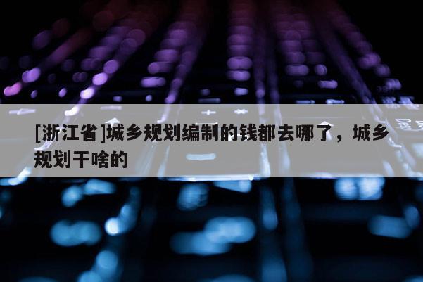 [浙江省]城鄉規劃編制的錢都去哪了，城鄉規劃干啥的